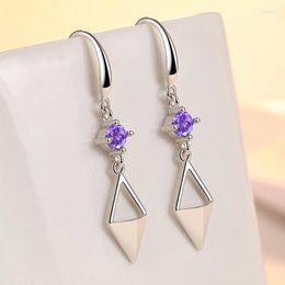 Dangle Earrings & Chandelier 925 Sterling Silver Rhombus Half Hollow For Women Fashion Jewellery Festival GiftDangle