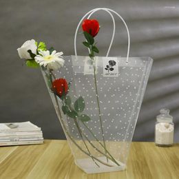 Gift Wrap Transparent White Round Dots Bag Thick Large Plastic Bags With Handle Clothing Jewelry Store Shopping Packaging