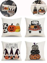 4 PCS/lot Halloween Decor Pillow Covers Pillow case Fall Farmhouse Decorations Boo Gnomes Truck Decorative Throw Cushion Case KDJK2209