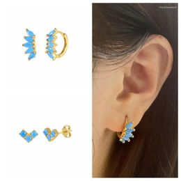 Stud Earrings Sterling Silver Huggie For Women Turquoise Earring Jewelry Plata De Ley Pendientes Oorbellen Brincos Fashion