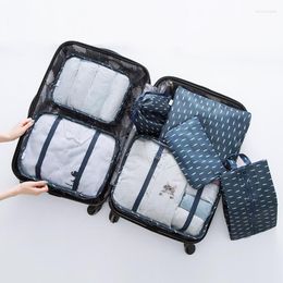 Storage Bags Foldable 7pcs Travel Bag Set For Clothes Underwear Shoe Tidy Organiser Wardrobe Suitcase Pouch Case