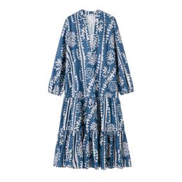 Casual Dresses Zach AiIsa summer women s clothing design sense layered stitching print loose casual holiday style long sleeved dress 220916