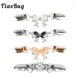 Brooches TiaoBug Women Bowknot Flowers Sweater Shawl Clips Cardigan Collar Duck-mouth Metal Brooch Pins Clip Girl Broche Accessories Gift