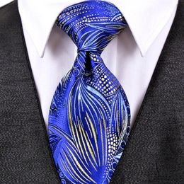 blue floral tie UK - Handmade J22 Floral Pattern Royal Blue Yellow Mens Ties Neckties 100% Silk Jacquard Woven Fashion Whole253k
