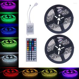 Strings Super-bright Lighting 10M High Quality SMD RGB 2X5M 600LEDs LED Light Strip 44 Key IR Remote Controller