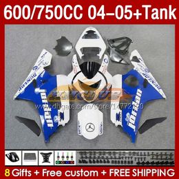 Injection blue stock Mould Fairings & Tank For SUZUKI GSXR-600 GSXR750 GSXR600 GSXR-750 K4 2004 2005 153No.62 GSX-R600 GSXR 600 750 CC 04-05 600CC 750CC 04 05 OEM Fairing