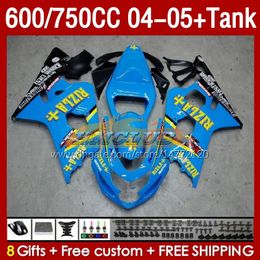 OEM Fairings & Tank For SUZUKI GSXR-600 GSXR600 GSXR-750 K4 GSXR750 04 05 153No.30 GSXR 600 750 CC 600CC 750CC 2004 2005 GSX-R600 04-05 Injection Mould Fairing RIZLA blue