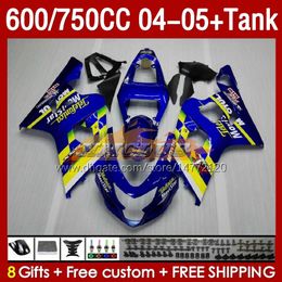 OEM Fairings & Tank For SUZUKI GSXR600 750CC GSXR-750 K4 GSX-R600 Movistar Blue 04-05 153No.15 600CC GSXR 600 750 CC GSXR750 04 05 GSXR-600 2004 2005 Injection Mold Fairing