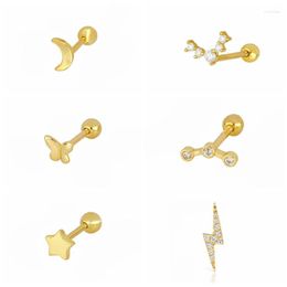 Stud Earrings 2022 Sterling Silver Earring Crystal Zircon Piercing Earings For Women Ear Bone Jewellery Pendientes Joyero