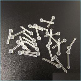 Nose Rings Studs Clear Noses Ring Studs Acrylic Nostril Bone Screw Nose Piercing Flexible Prevent Body Jewelry Accesso Dhseller2010 Dh4Hj