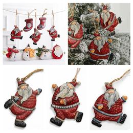 Christmas Decorations Metal Art Pendants Cartoon Snoman Stockings Hanging Santa Claus Xmas Tree Ornaments