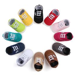 Newborn Baby Shoes Boys Girls Toddler Shoes Canvas Toddler Sneakers Rubber Non Slip Soft Sole Infant First Walkers 0-18 Months