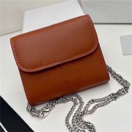 Small Wallet in Shiny Leather Canvas Metallic Snap Button Closure Wallets Designer Women Women with Folded Coin Pocket Detachable Chain Shoulder Bag Purse