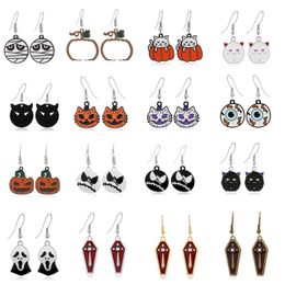Trendy Halloween Dangle Chandelier Drop Earrings For Women Moon Death Ghost Pumpkin Skeleton Dangle Earrings Party Accessories Funny Jewellery Gifts