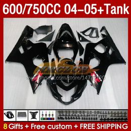 OEM Fairings & Tank For SUZUKI GSXR600 750CC GSXR-750 K4 GSX-R600 04-05 153No.4 600CC GSXR 600 750 CC GSXR750 04 05 GSXR-600 2004 2005 Injection Mould Fairing glossy black