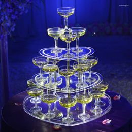 Party Supplies Other Event & Acrylic Champagne Tower Stand- Wedding Celebration Birthday Three-layer Heart-shaped Wine Table Cup 50cm Tall