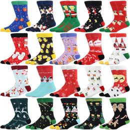 Men's Socks Christmas Tree Snow Elk Gift Cotton Happy Men Autumn Winter Woman Funny Year Santa Claus