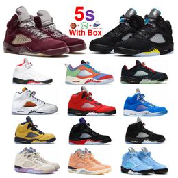 Burgundy 5 Aqua 5s Basketball Shoes University Blue Concord Fird Red Men Black Metallic Racer Blue Raging Bull Bird With Box 2023 Mars For Herk Sail Oreo 2023