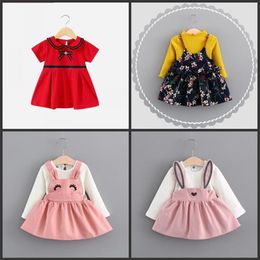 cheap spring clothing UK - cheap trendy toddler girl clothes spring designer newborn baby cute dresses for little baby girls outfit clothes 509 Y2224a