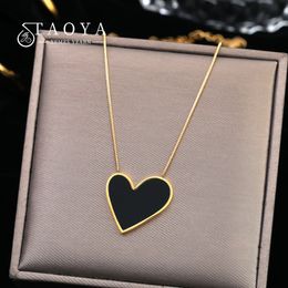 Sexy Black Peach Heart Pendant Stainless Steel Necklace Girl's Sexy Choker Accessories For Womans Gift