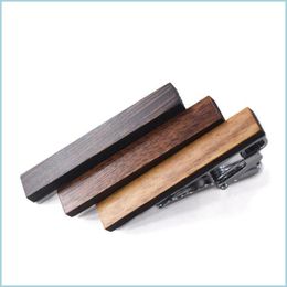 Tie Clips Wood Tie Clips 4X0.6Cm 4 Colours For Business Man Necktie Father Clip Mens Retro Christmas Gift 3696 Q2 Drop De Dhseller2010 Dhbtv