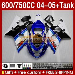 OEM Fairings & Tank For SUZUKI GSXR600 750CC GSXR-750 K4 GSX-R600 04-05 153No.9 blue white 600CC GSXR 600 750 CC GSXR750 04 05 GSXR-600 2004 2005 Injection Mold Fairing