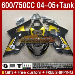 Injection Mould Fairings & Tank For SUZUKI GSXR-600 GSXR750 GSXR600 GSXR-750 K4 2004 2005 153No.97 GSX-R600 GSXR 600 750 CC 04-05 600CC 750CC 04 05 OEM Fairing golden black