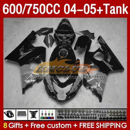 OEM grey glossy Fairings & Tank For SUZUKI GSXR-600 GSXR600 GSXR-750 K4 GSXR750 04 05 153No.49 GSXR 600 750 CC 600CC 750CC 2004 2005 GSX-R600 04-05 Injection Mould Fairing