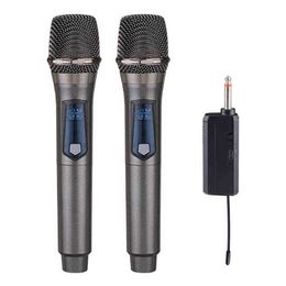 Microphones 2022 New Wireless Microphone 2 Channels UHF Professional Handheld Mic Micphone For Party Karaoke Church Show Meeting T220916