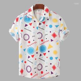 Mens Casual Shirts Mens Men Shirt Fashion Printing Blouse Summer Short Sleeve Button Streetwear Turn Down Collar Loose Tops Chemise