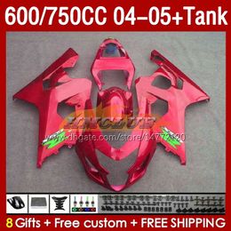 Fairings & Tank For SUZUKI GSXR-600 GSXR750 GSXR600 GSX-R600 04-05 Body 153No.117 GSXR 750CC 600 750 CC GSXR-750 K4 2004 2005 600CC 04 05 OEM Injection Fairing red pearl blk