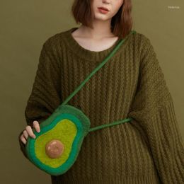 Berets Beret Women Wool Felt Winter Retro Avocado Green Painter Hats Creative Handmade Shoulder Bags Street Fashion