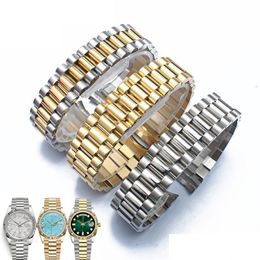 Watch Bands 20Mm Watch Accessories Steel Male Sports Waterproof For Rolex Luxury Series Five Beads Fl Solid Strap Women Ban Watches2022 Dhp3