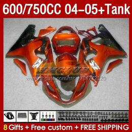 OEM Fairings & Tank For SUZUKI GSXR-600 GSXR600 GSXR-750 K4 GSXR750 04 05 153No.36 GSXR 600 750 CC 600CC 750CC 2004 2005 GSX-R600 04-05 Injection Mold Fairing orange glossy