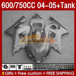 Fairings & Tank For SUZUKI GSXR-600 GSXR750 GSXR600 GSX-R600 04-05 Body 153No.119 GSXR 750CC 600 750 CC GSXR-750 K4 2004 2005 600CC 04 05 OEM Injection Fairing silvery grey