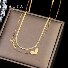 ClassicPeach Heart Double Steel Short Necklace For Woman Fashion Sexy Girl's Gift Clavicle Chain Luxury Jewellery