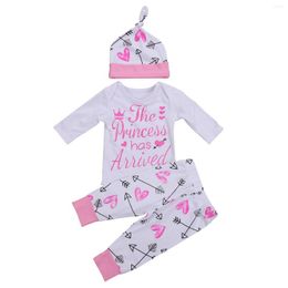 Clothing Sets Born Toddler Baby Girls Clothes Letter Print Long Sleeve T-shirt Top Arrow Heart Pants Hat 3pcs Outfit Set 0-24M