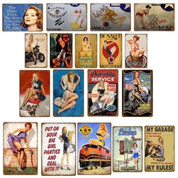 American Retro Poster Metal Painting Pin Up Girl Lady Tin Signs Art Wall Decoration Plaque Pub Cafe Bar Party Club Bedroom Decor Man Cave Retro Plate Size 30x20cm