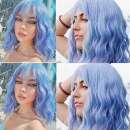 Synthetic Wigs Wig Women's medium long curly hair wig with full bangs bobo head water ripple color curly hair cap 220917