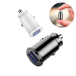 3.1A Car Charger Fast Charger Adapter Mini Dual Usb Quick Charging Chargers For Iphone 14 13 12 11 Pro Max Samsung S20 S12 Note20
