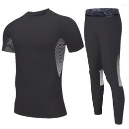 Running Sets 2022 Men's Compression Underwear Set Bodybuilding Leggings Solid Colour Costume Compress Fitness Long Sportswear Men