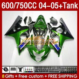 Injection Mould Fairings & Tank For SUZUKI GSXR-600 GSXR750 GSXR600 GSXR-750 K4 2004 2005 153No.102 GSX-R600 GSXR 600 750 CC 04-05 600CC 750CC 04 05 OEM Fairing green metal