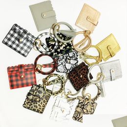 Other Bracelets Leather Wristlet Bracelet Card Wallet Key Chain Leopard Snakeskin Bag Tassel Jewelry Bracelets In Stock Dhseller2010 Dhr6S