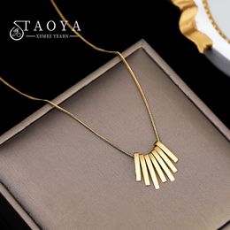 Unique Geometric Strip Titanium Steel Necklace For Woman Gift Korean 2022 New Girl's Sexy Jewelry Student Party's Clavicle Chain