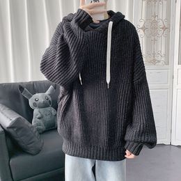 Men s Sweaters Hooded Men Pullover Knitted Oversized Streetwear Korean Fashion Loose Fit Long Sleeve Shirts 220916