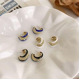 Hoop Earrings Origin Summer Multiple Elegant Black White Blue C Shape Earring For Women Fashion Gold Metal Twist Rope Jewellery