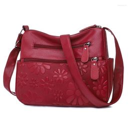 Evening Bags 2 Layers Casual Women's Large Capacity Shoulder Crossbody Handbags And Purse Multi-pocket Leather Messenger Sac Bolsas