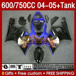 Injection Mold Fairings & Tank For SUZUKI GSXR-600 GSXR750 GSXR600 GSXR-750 K4 2004 2005 153No.61 GSX-R600 GSXR 600 750 CC 04-05 600CC 750CC 04 05 OEM Fairing blue stock blk