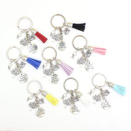 Wholesale Breast Cancer Awareness Key Chains Keyrings Hope Ribbon Never give up Charms Keychain Jewellery Gifts