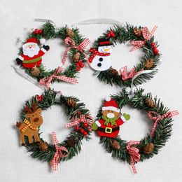 Decorative Flowers Christmas Wreath Artificial Pinecone Mini Garland Hanging Ornaments Front Door Wall Decorations Merry Tree